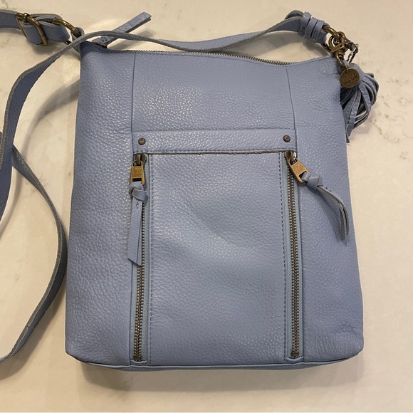 The Sak Ladera Light Blue Pebbled Leather Crossbody Bag - Picture 2 of 10